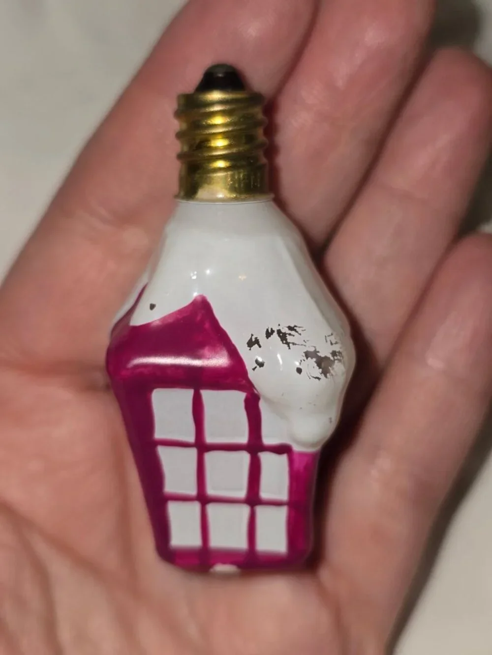 Set of 7 Vintage Milk Glass Christmas Light Bulbs - Santa, Snowman Untested